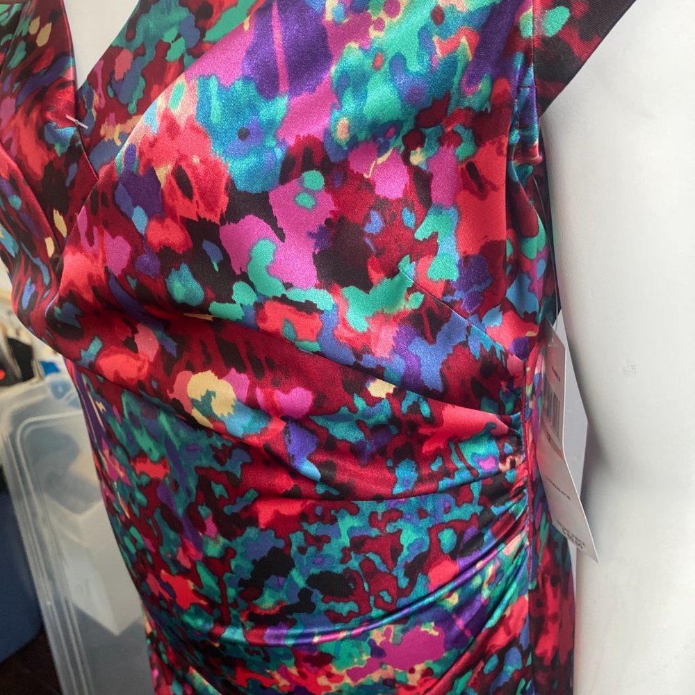 London Style Nights satin floral sheath dress NWT